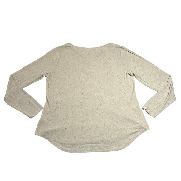 CAbi Simple Tee Size Large V-Neck Speckled Ribbed Knit Neutral Style # 4003 - Picture 4 of 9